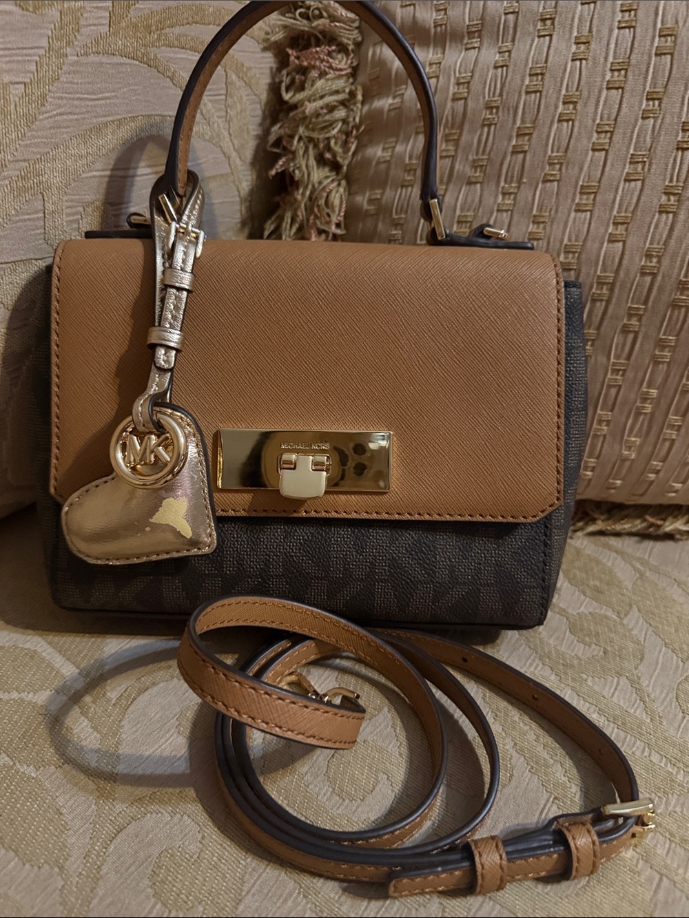 Michael Kors Callie Extra Small Leather Crossbody Satchel preloved